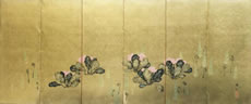 菱田春草 《櫻草之圖》 六曲一双屏風